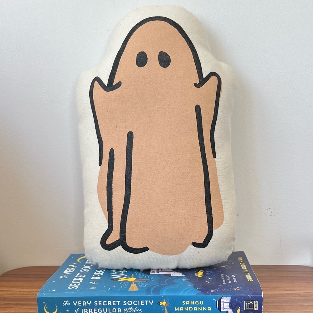 Ghost-Shaped Tan and Black Pillow